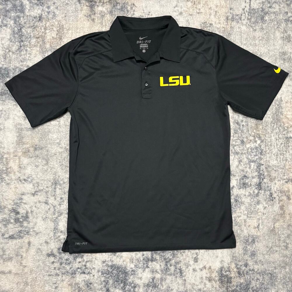 Nike LSU Tigers Dri-FIT Golf Polo Shirt Black - Mens Medium